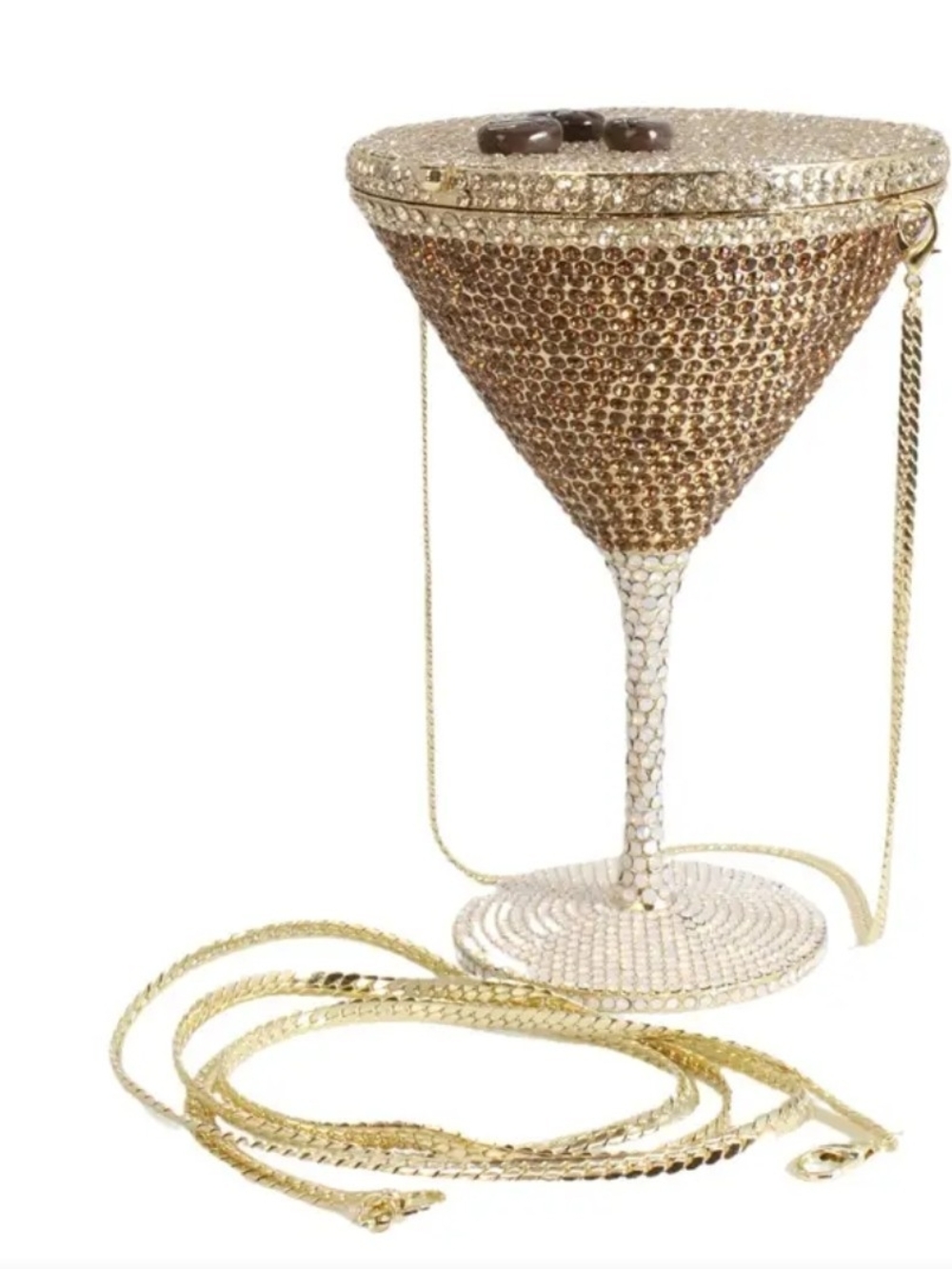 Crystal Martini Clutch Bag - Gold & Champagne Color